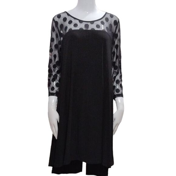 Nina Leonard Women's Mesh Yoke High-Low Dress Size XL (16-18) - Picture 1 of 7